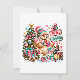 Cute Chicken Merry Christmas Invitation
