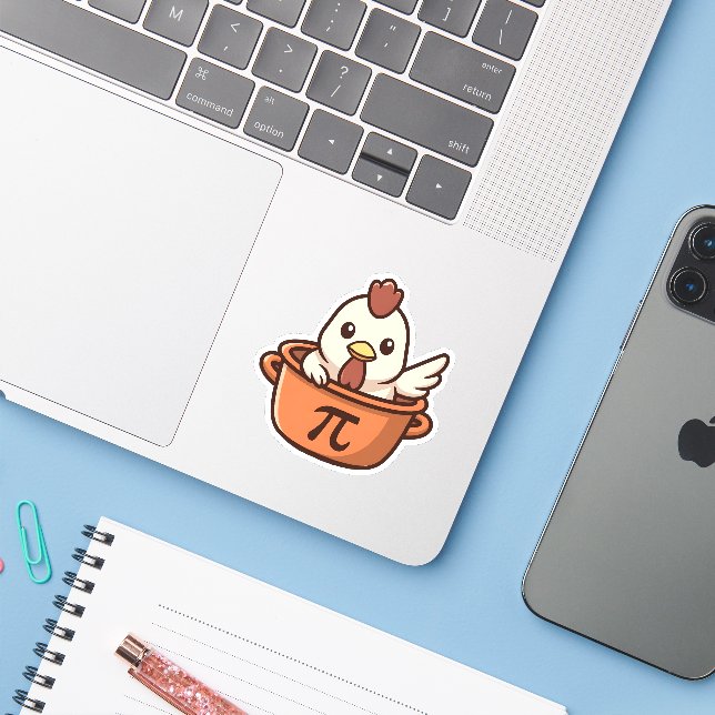 Cute Chicken Pi Pot Pun Funny Math Teacher  (Laptop w/ iPhone)