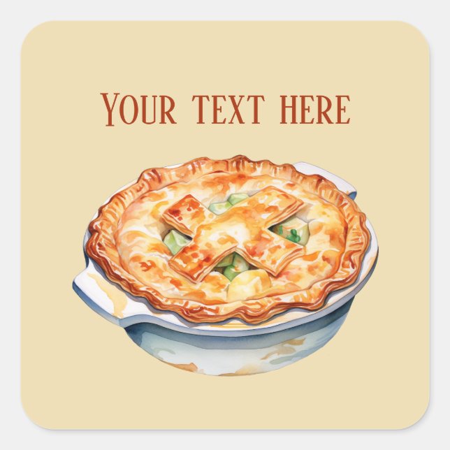 Cute chicken pot pie add message square sticker (Front)