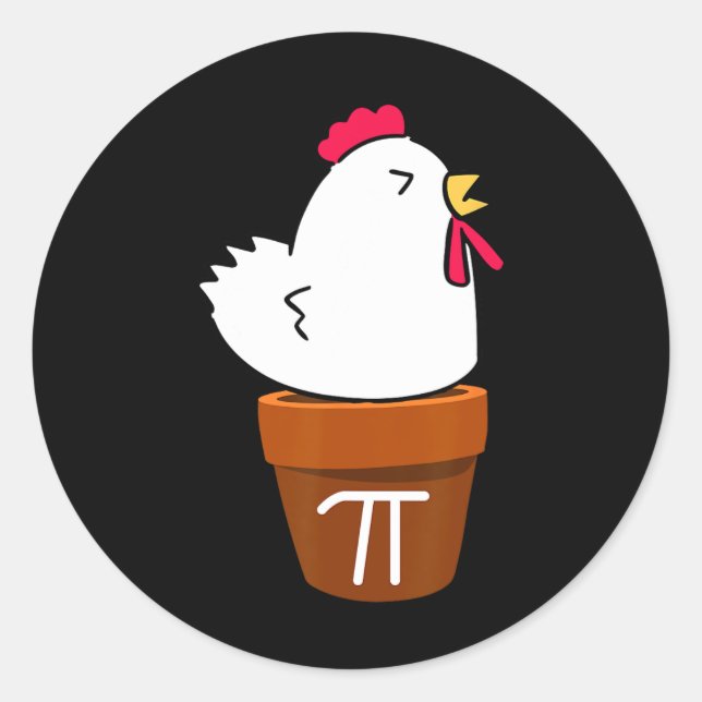 Cute Chicken Pot Pie Funny Math Pun Pi Symbol  Classic Round Sticker (Front)
