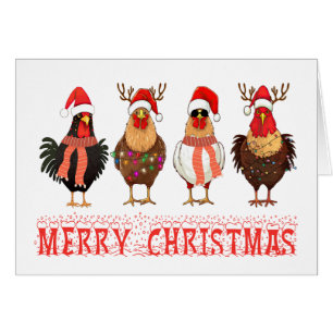 Cute Chicken Santa Hat Fermier Joyeux Noël