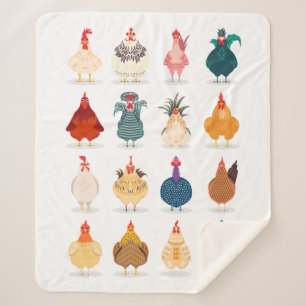 Cute Chicken Sherpa Blanket