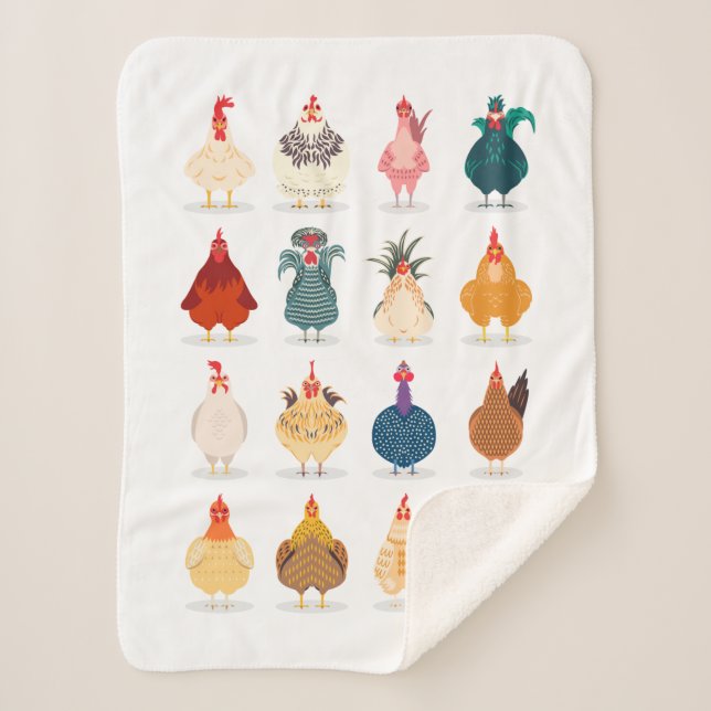 Cute Chicken Sherpa Blanket (Front)
