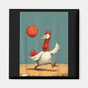 Cute Chicken Sports Funny Basketball Design Magnet