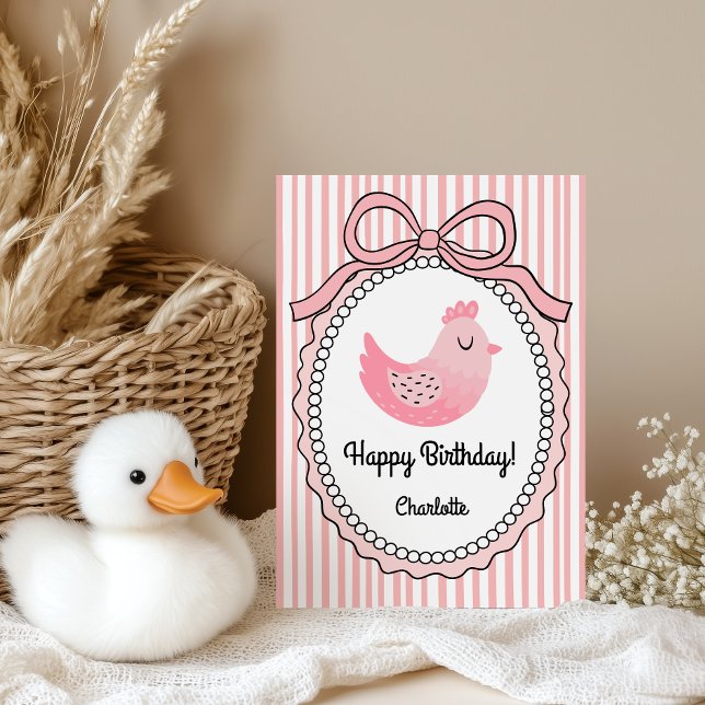 Cute Chicken Stripes Folded Greeting Card (Creator Uploaded)