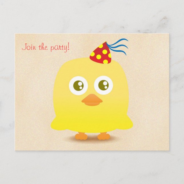 Cute chicken with party hat postcard (Front)