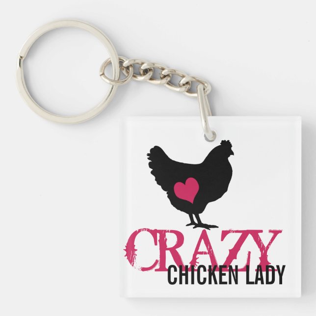 Cute Chicken with Pink Heart Keychain (Front)
