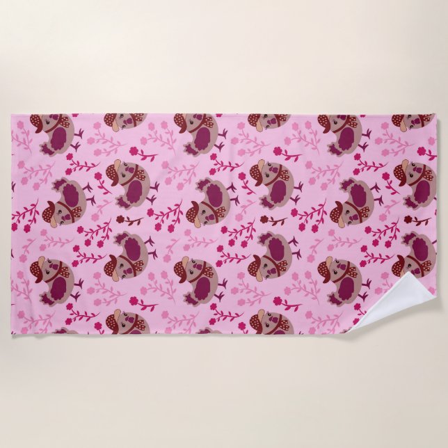 Cute Chickens Beach Towel (Front)