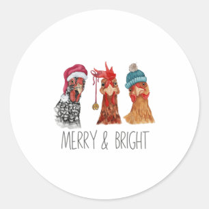 Cute Chickens Christmas Christmas Farm Animal Funn Classic Round Sticker