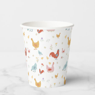 Cute Chickens Hens and Baby Chicks Paper Cups