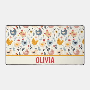 Cute Chickens in the Farm Personalized Desk Mat