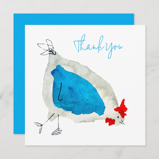 Cute chickens watercolor art card (Front/Back)