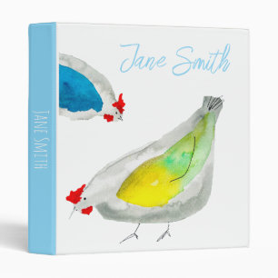 Cute chickens watercolor binder