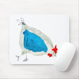 Cute chickens watercolor mouse pad