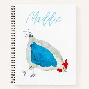 Cute chickens watercolor notebook