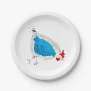 Cute chickens watercolor paper plate