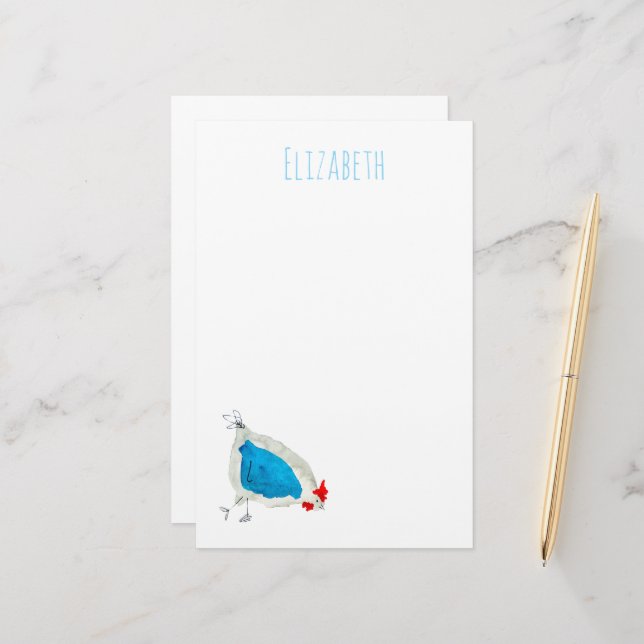 Cute chickens watercolor stationery (Front/Back In Situ)
