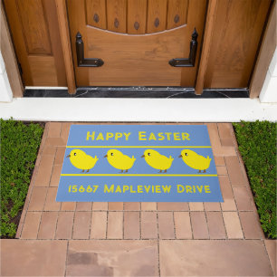 Cute Chicks and Your Addresson an  Easter  Doormat