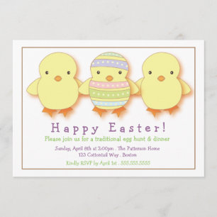 Cute Chicks Easter Egg Decoration Party Invitation