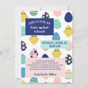 Cute Chicks & Eggs Easter Egg Hunt & Brunch Invitation