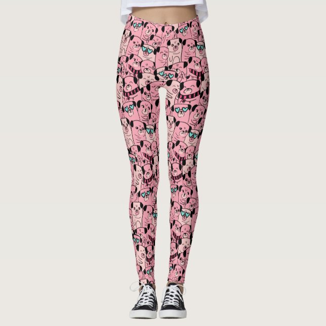 Cute Chien Motif Leggings (Devant)