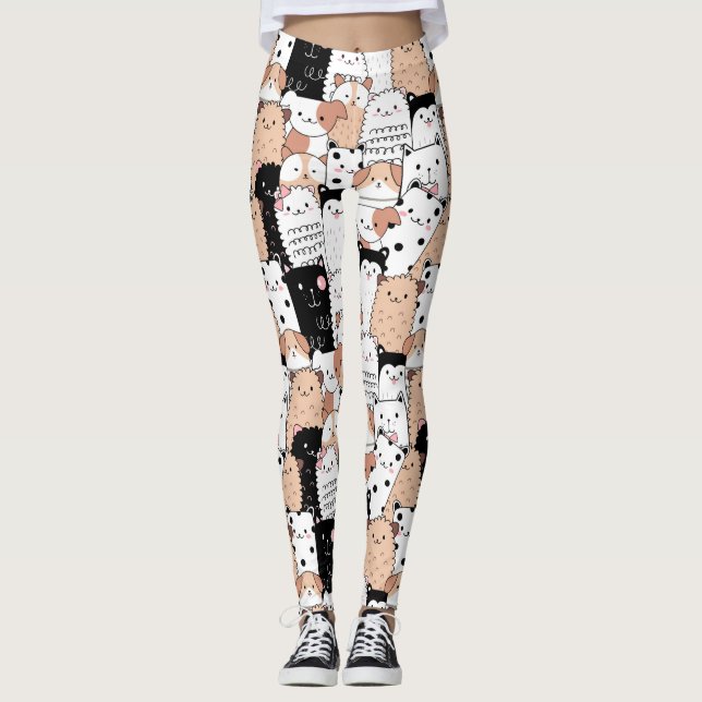 Cute Chien Motif Leggings (Devant)