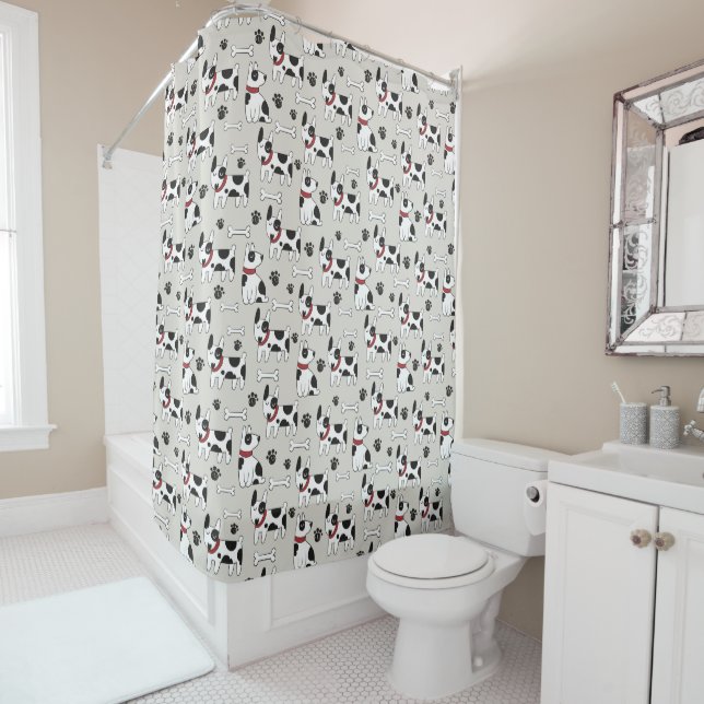 Cute chien Motif rideau de douche (En situation)