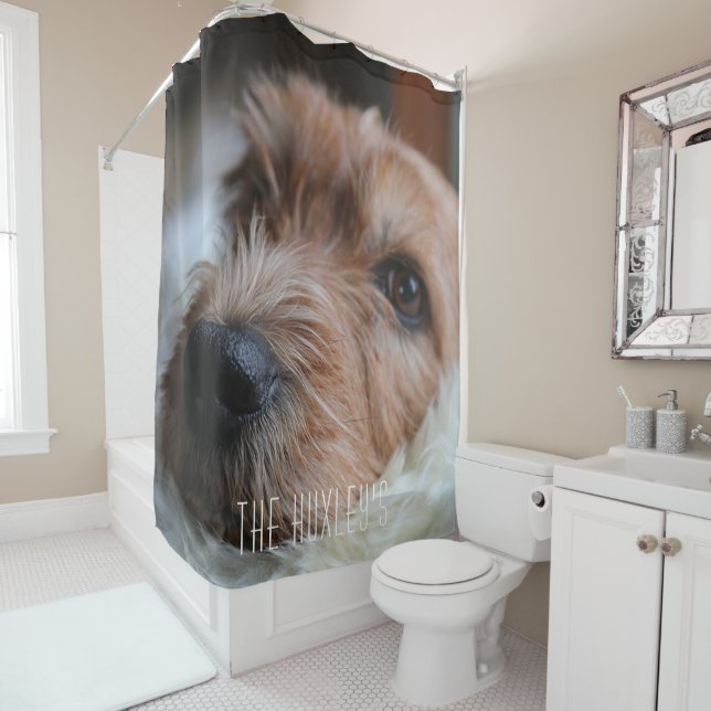 Cute Chien personnalisé rideau de douche (En situation)