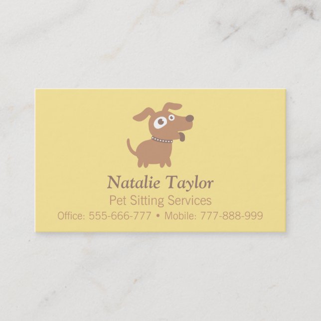 Cute Chien Pet Sitter Services Cartes de visite (Devant)