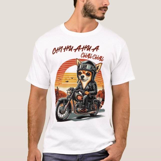 cute chihuahua biker girl dog lover T-Shirt (Front)