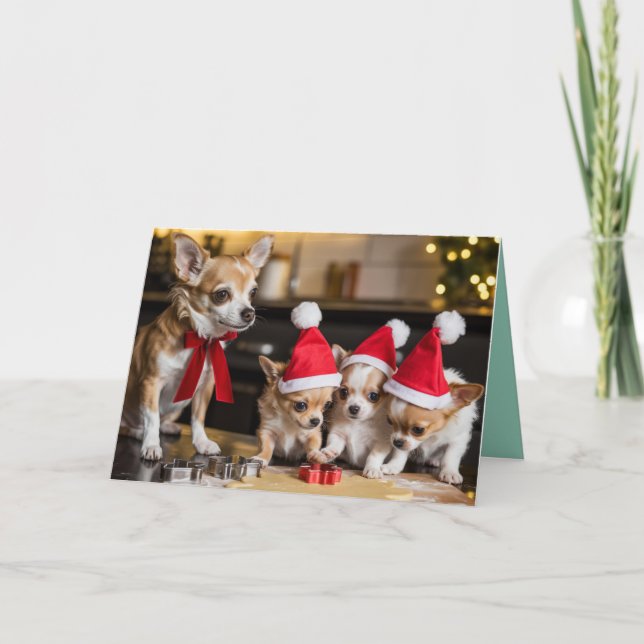 Cute Chihuahua Christmas Cookie Card (Front)