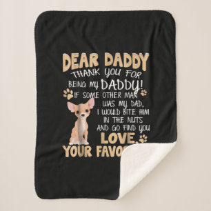 Cute Chihuahua Dear Daddy Gift Idea Father's Day Sherpa Blanket