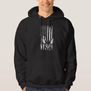 Cute Chihuahua Dog American Flag USA Puppy Lover P Hoodie
