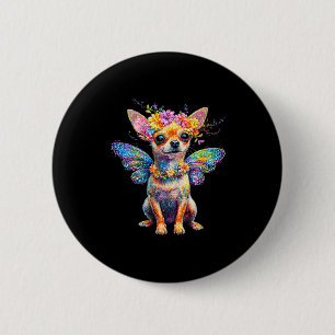 Cute Chihuahua Dog Angel With Wings  2 Inch Round Button