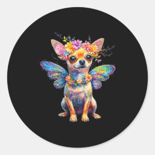 Cute Chihuahua Dog Angel With Wings  Classic Round Sticker