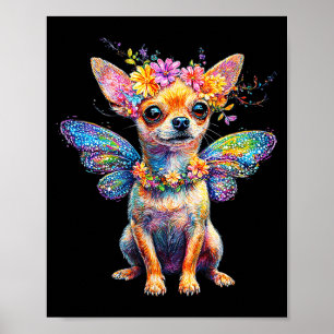 Cute Chihuahua Dog Angel With Wings Poster