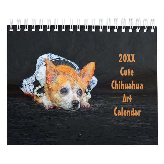 Cute Chihuahua Dog Art Design 2024 Monthly Calendar (Cover)