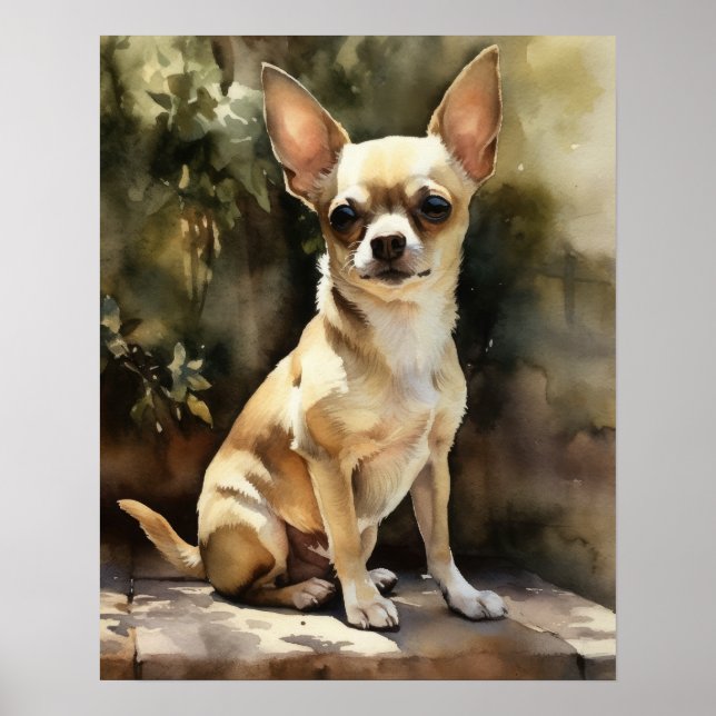 Cute Chihuahua Dog Art Print Poster (Front)