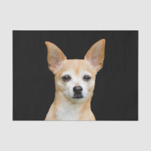 Cute Chihuahua Dog Beige Tan Black Art Portrait Tissue Paper