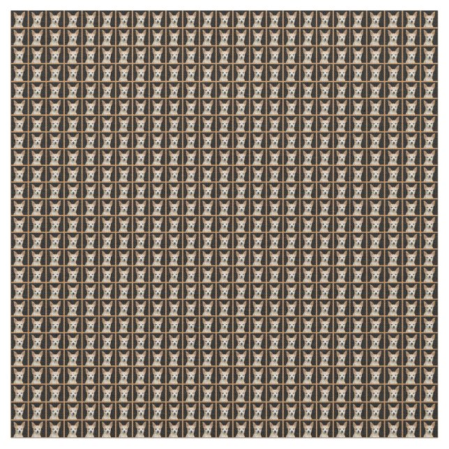 Cute Chihuahua Dog Beige Tan Black Pattern Design Fabric (Close Up)