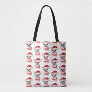 Cute Chihuahua Dog Christmas Pattern Tote Bag
