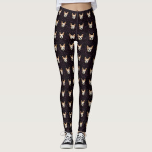 Cute Chihuahua Dog Elegant Purple Glitter Design Leggings