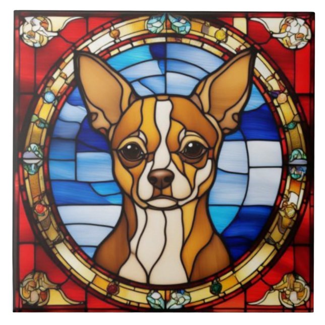 Cute Chihuahua Dog Greeting Card Tile (Front)