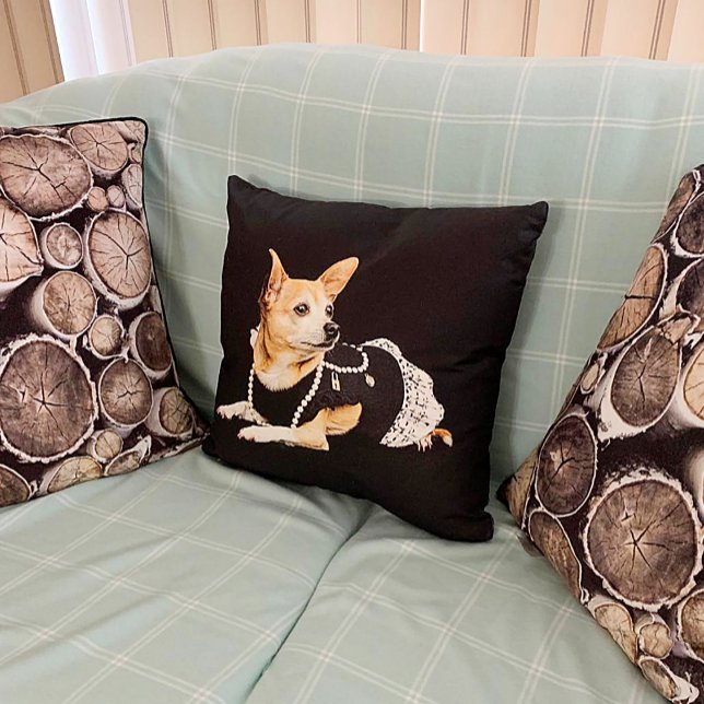 Cute Chihuahua Dog Tan Brown Black Elegant Throw Pillow (Creator Uploaded)
