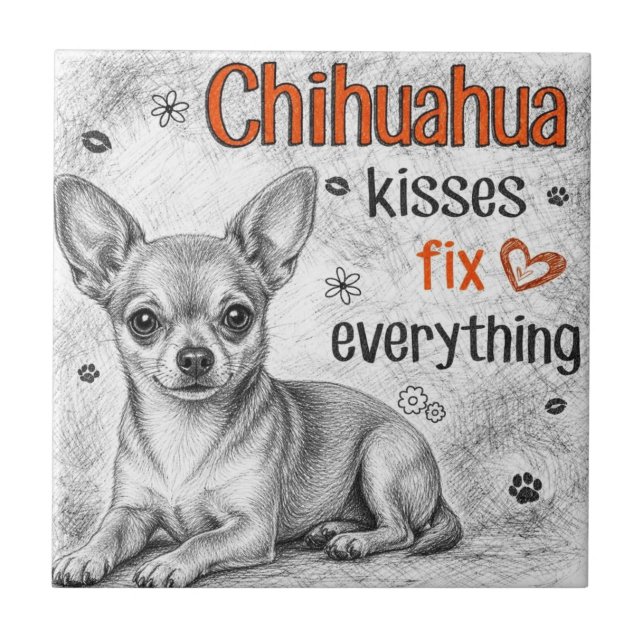 Cute Chihuahua dog Tile (Front)