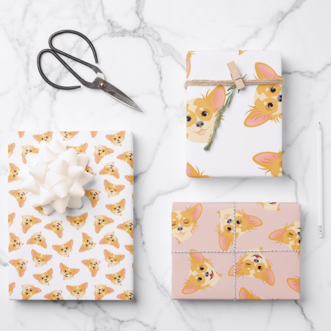 Cute Chihuahua Enveloppement Papier Feuille Plat S (Recto)