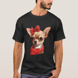 Cute Chihuahua in a Bow Tie Headband Red Bandana L T-Shirt
