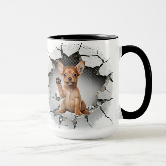 Cute Chihuahua in a cracked wall Mug (Right)