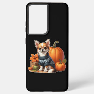 Cute Chihuahua in Sweater with Pumpkins  Samsung Galaxy Case