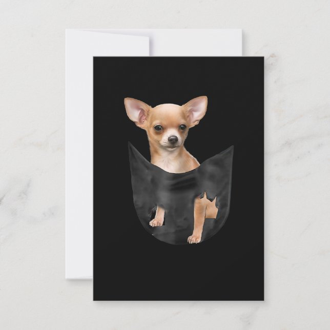 Cute Chihuahua In Your Pocket Christmas RSVP Card (Front)